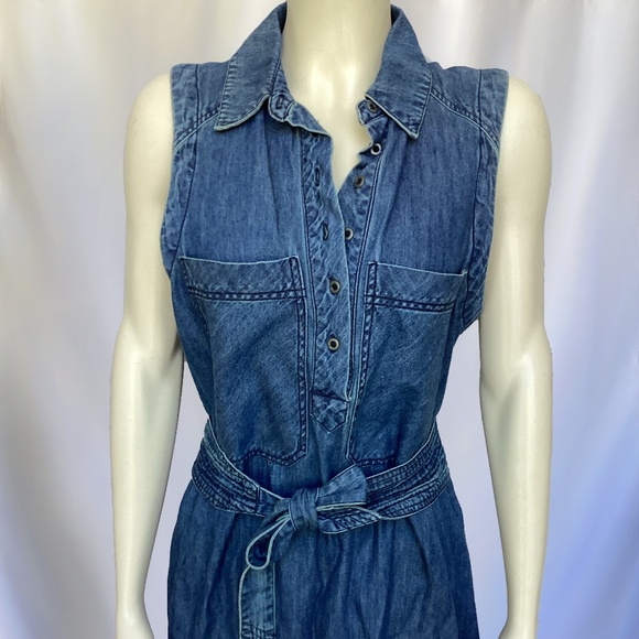 Free People Blue Sleeveless Cecilia Denim Maxi Dress - Picture 1 of 6